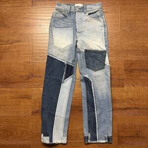 Revice Love at First Sight Jeans 24x28 Blue Denim Patchwork Rework Y2K Retro